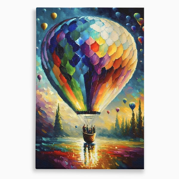 Tablou Canvas Premium LuxCanva® A1300, Balonul Colorat, Living, Oameni, Balon Cu Aer Cald, Plimbare, Dormitor, Culori Vibrante