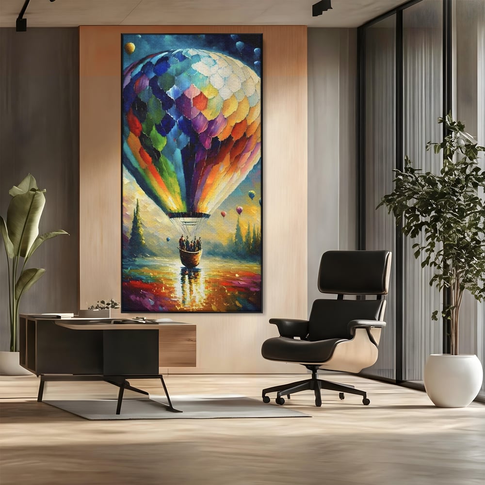 Tablou Canvas Premium LuxCanva® A1300, Balonul Colorat, Living, Oameni, Balon Cu Aer Cald, Plimbare, Dormitor, Culori Vibrante