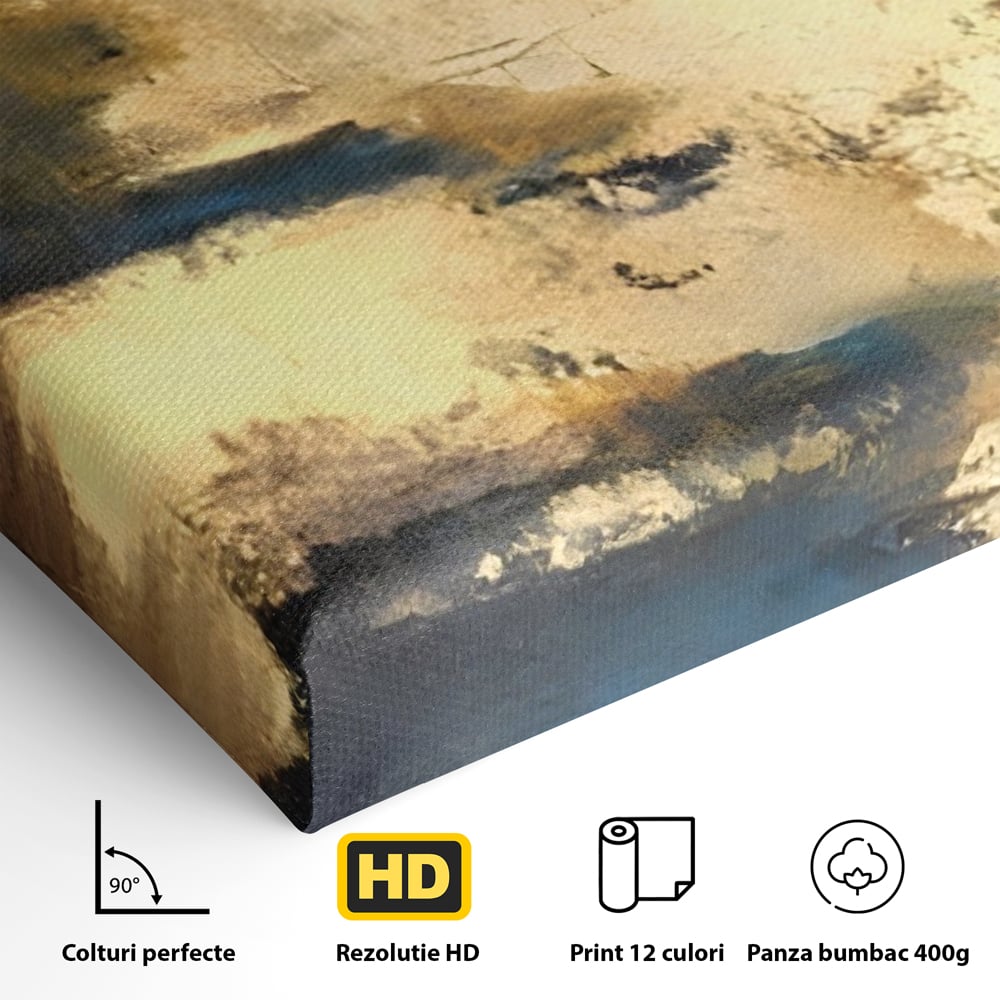 Tablou Canvas Premium LuxCanva® A1303, Abstract Gold, Living, Auriu, Abstract, Albastru, Dormitor, Culori Vibrante