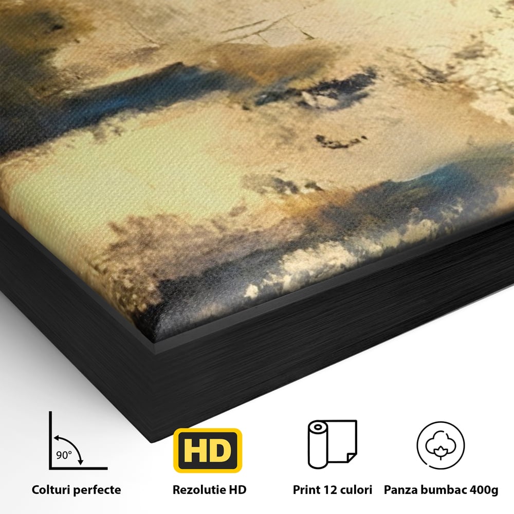 Tablou Canvas Premium LuxCanva® A1303, Abstract Gold, Living, Auriu, Abstract, Albastru, Dormitor, Culori Vibrante