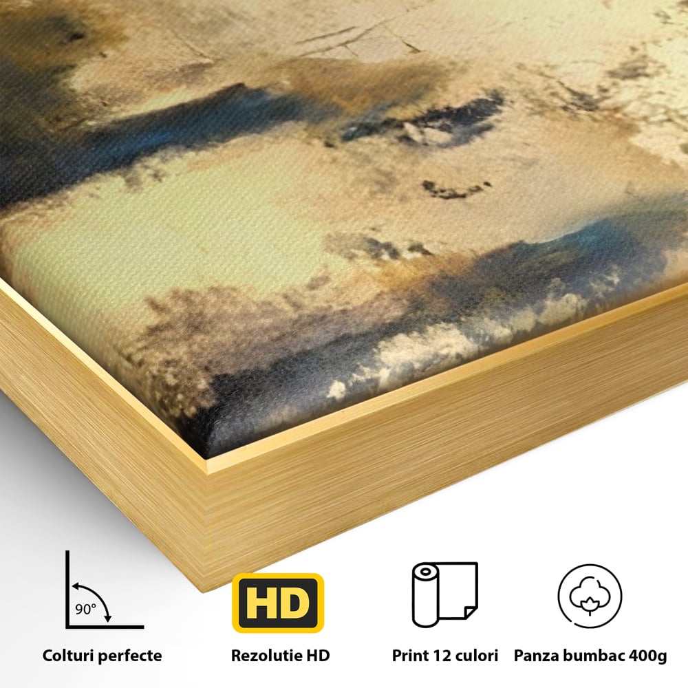 Tablou Canvas Premium LuxCanva® A1303, Abstract Gold, Living, Auriu, Abstract, Albastru, Dormitor, Culori Vibrante