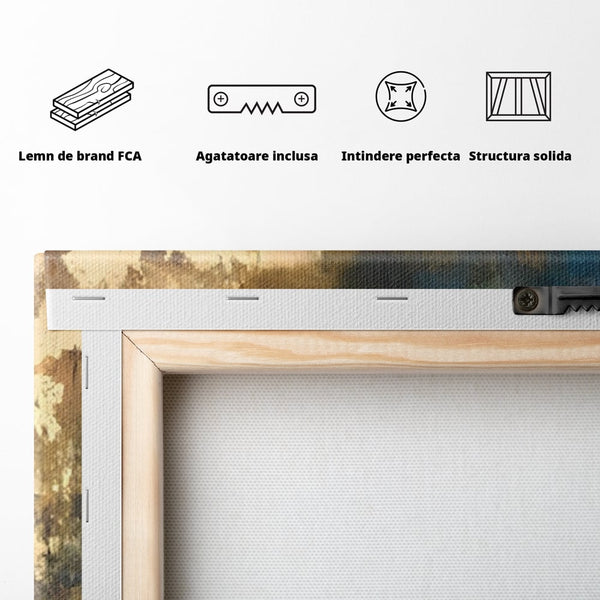Tablou Canvas Premium LuxCanva® A1303, Abstract Gold, Living, Auriu, Abstract, Albastru, Dormitor, Culori Vibrante