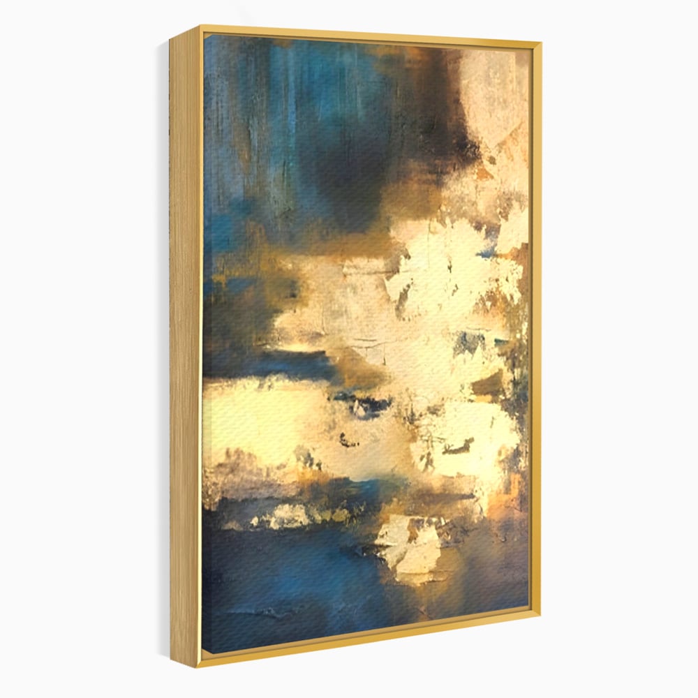 Tablou Canvas Premium LuxCanva® A1303, Abstract Gold, Living, Auriu, Abstract, Albastru, Dormitor, Culori Vibrante
