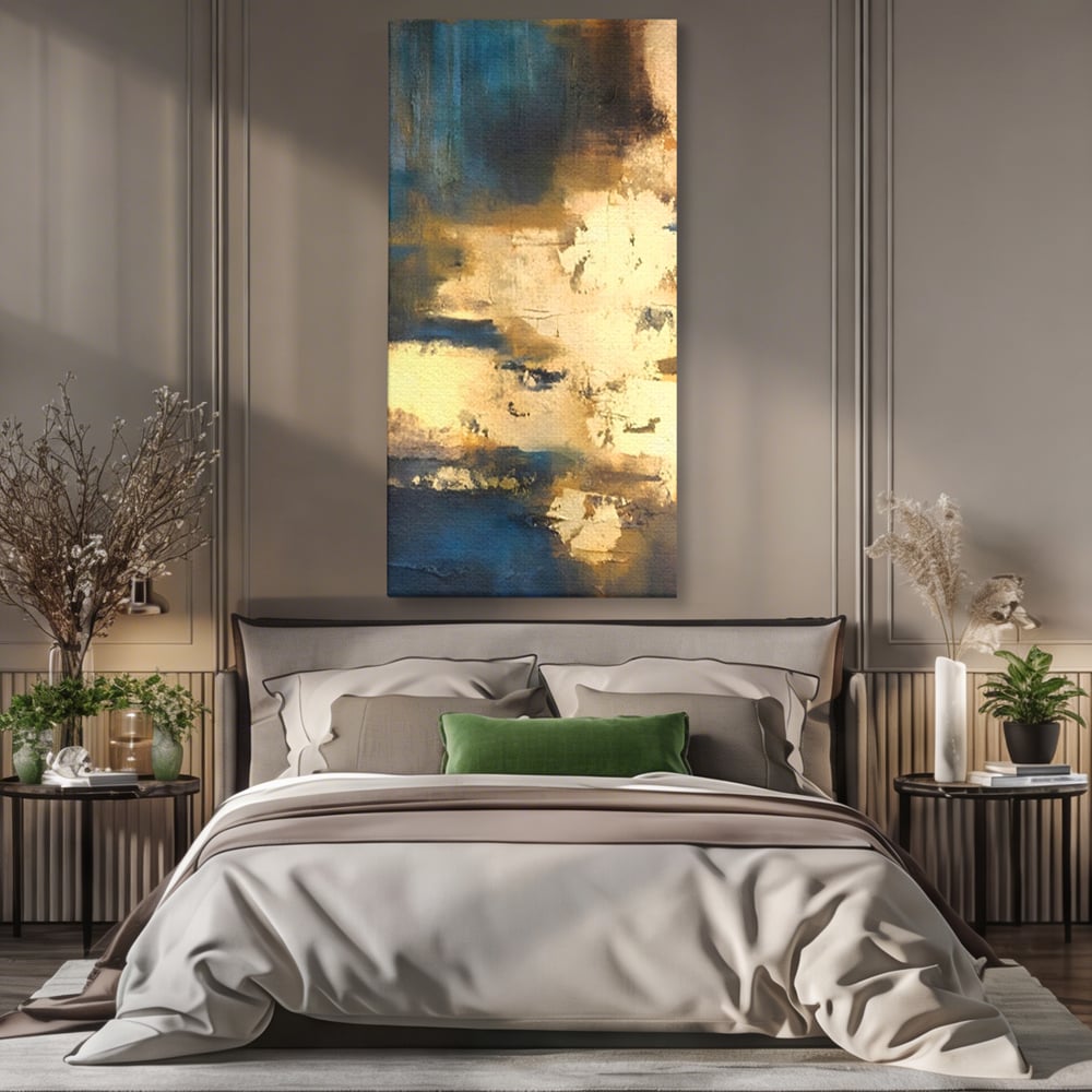 Tablou Canvas Premium LuxCanva® A1303, Abstract Gold, Living, Auriu, Abstract, Albastru, Dormitor, Culori Vibrante