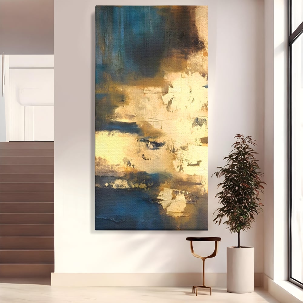 Tablou Canvas Premium LuxCanva® A1303, Abstract Gold, Living, Auriu, Abstract, Albastru, Dormitor, Culori Vibrante