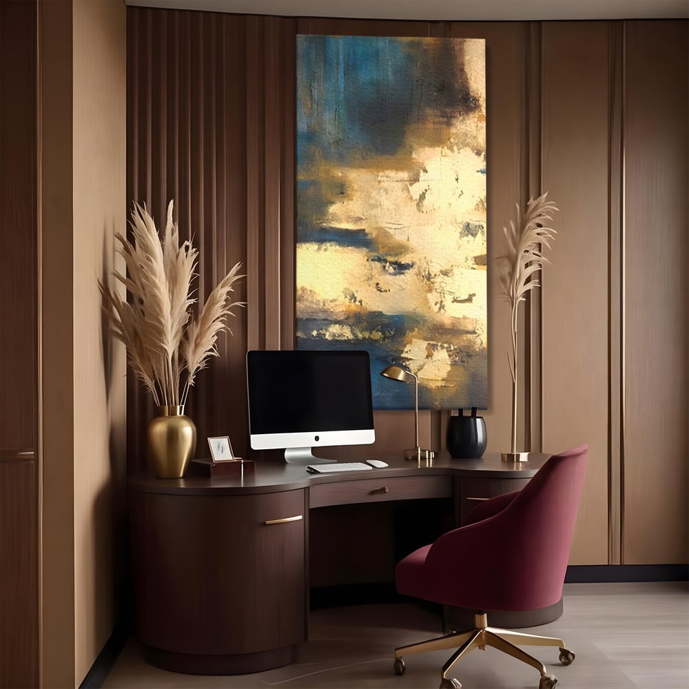 Tablou Canvas Premium LuxCanva® A1303, Abstract Gold, Living, Auriu, Abstract, Albastru, Dormitor, Culori Vibrante