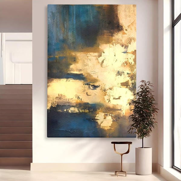 Tablou Canvas Premium LuxCanva® A1303, Abstract Gold, Living, Auriu, Abstract, Albastru, Dormitor, Culori Vibrante