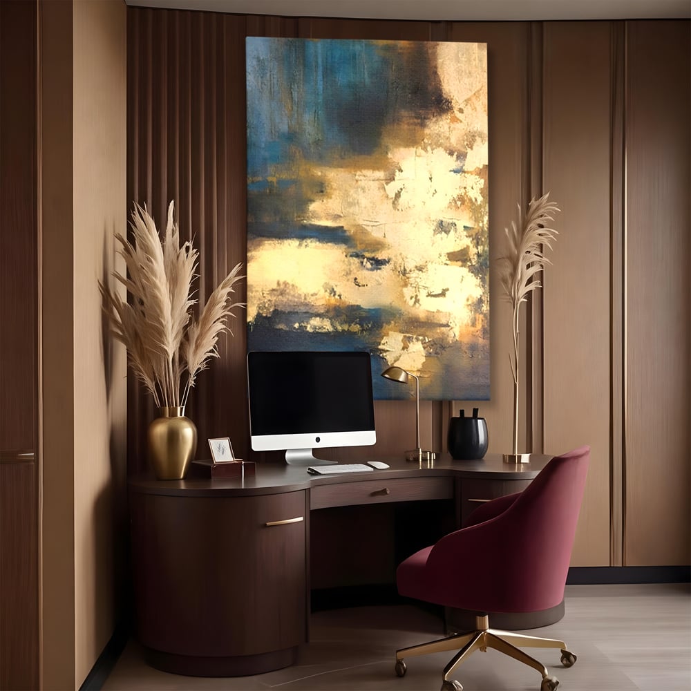 Tablou Canvas Premium LuxCanva® A1303, Abstract Gold, Living, Auriu, Abstract, Albastru, Dormitor, Culori Vibrante