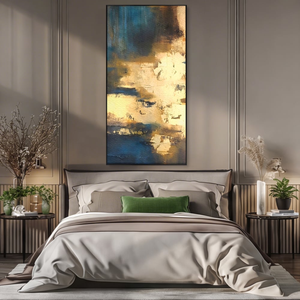 Tablou Canvas Premium LuxCanva® A1303, Abstract Gold, Living, Auriu, Abstract, Albastru, Dormitor, Culori Vibrante
