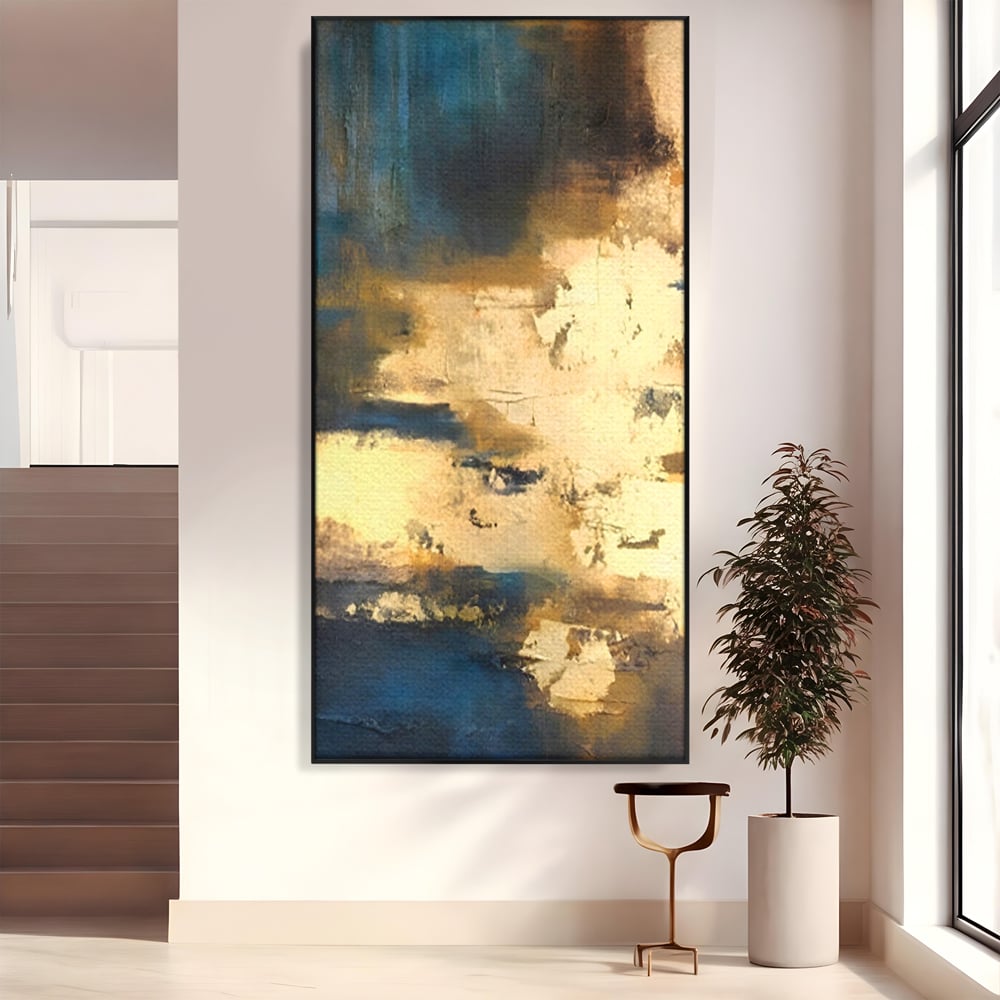 Tablou Canvas Premium LuxCanva® A1303, Abstract Gold, Living, Auriu, Abstract, Albastru, Dormitor, Culori Vibrante
