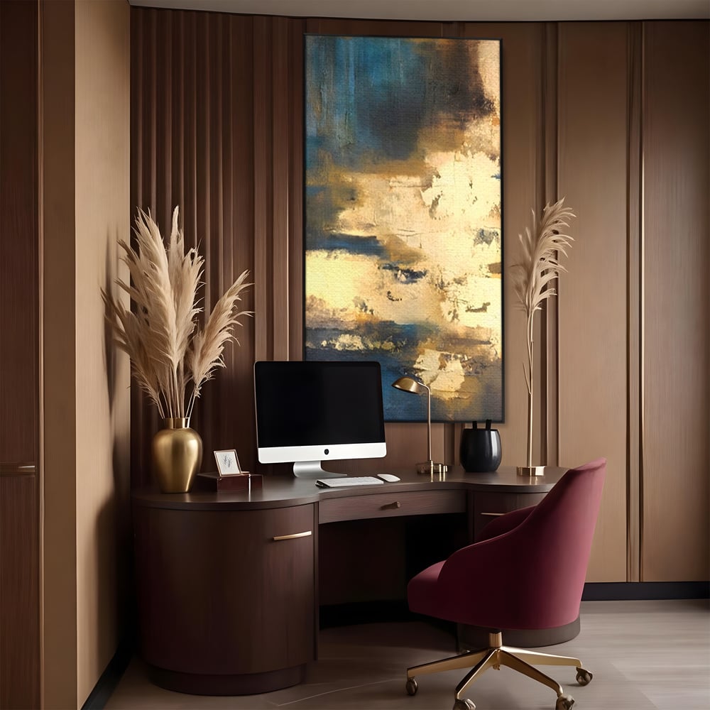 Tablou Canvas Premium LuxCanva® A1303, Abstract Gold, Living, Auriu, Abstract, Albastru, Dormitor, Culori Vibrante
