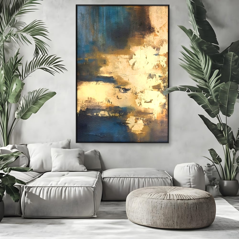 Tablou Canvas Premium LuxCanva® A1303, Abstract Gold, Living, Auriu, Abstract, Albastru, Dormitor, Culori Vibrante