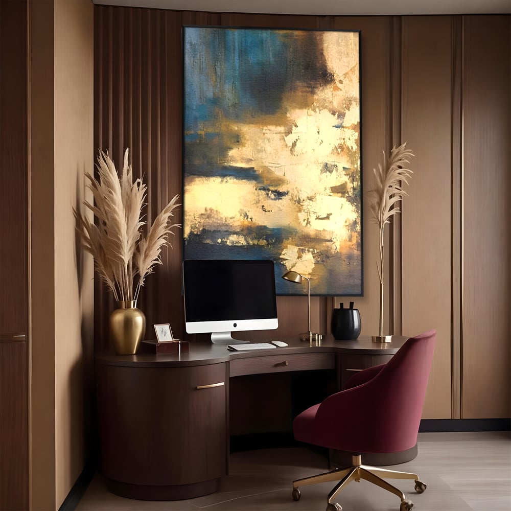 Tablou Canvas Premium LuxCanva® A1303, Abstract Gold, Living, Auriu, Abstract, Albastru, Dormitor, Culori Vibrante