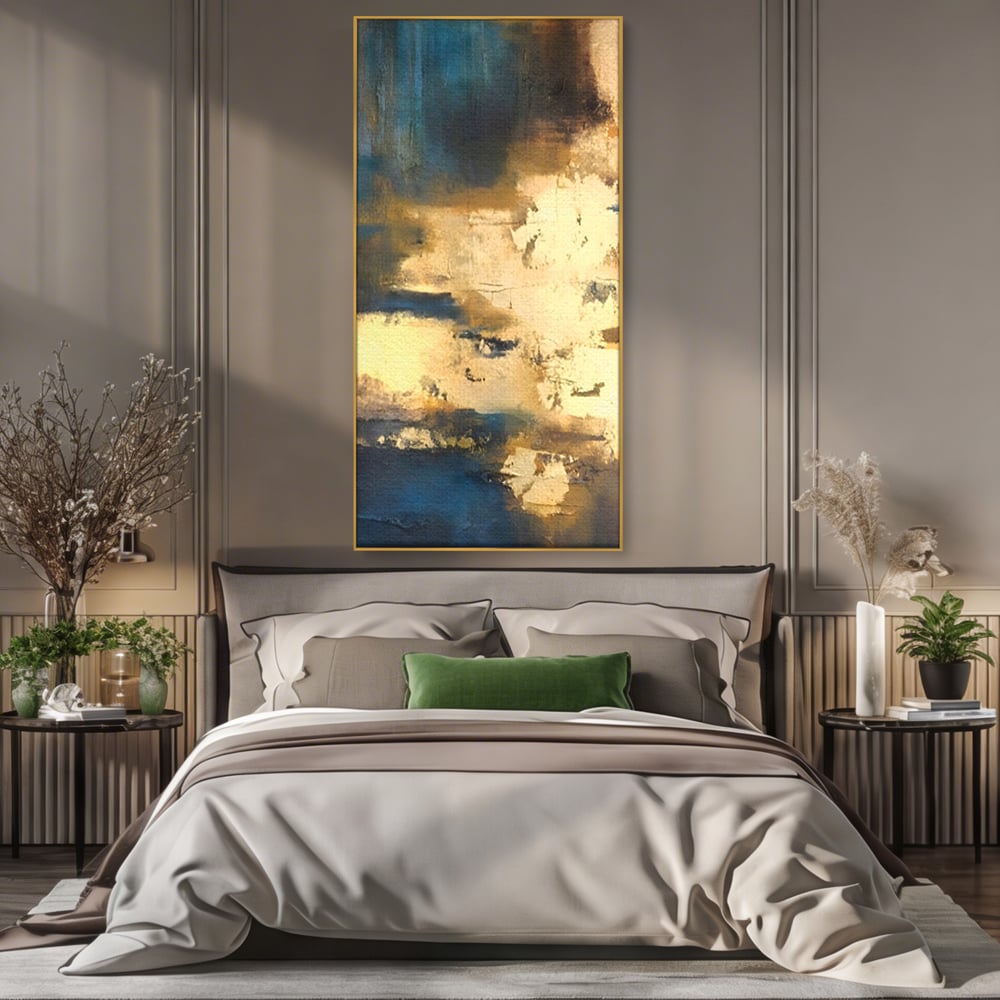Tablou Canvas Premium LuxCanva® A1303, Abstract Gold, Living, Auriu, Abstract, Albastru, Dormitor, Culori Vibrante