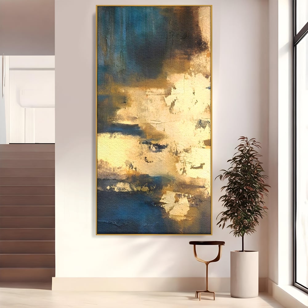 Tablou Canvas Premium LuxCanva® A1303, Abstract Gold, Living, Auriu, Abstract, Albastru, Dormitor, Culori Vibrante