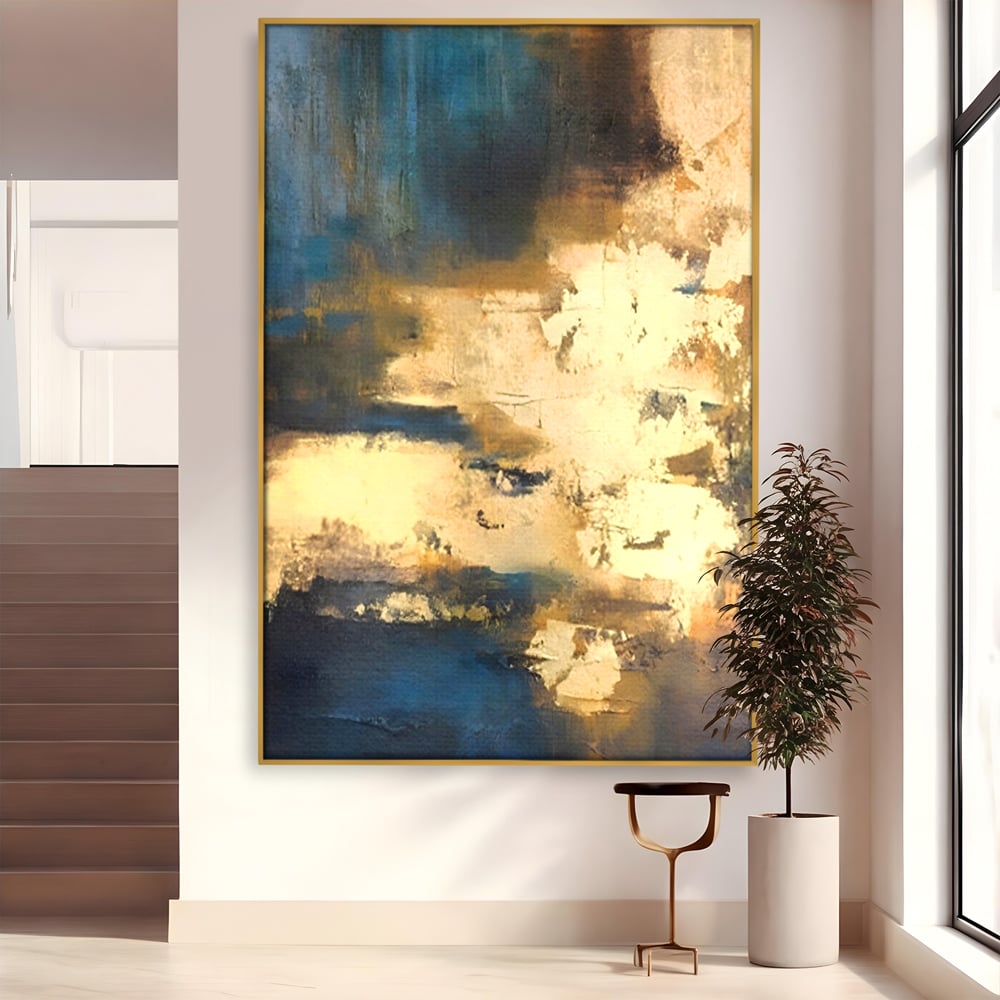 Tablou Canvas Premium LuxCanva® A1303, Abstract Gold, Living, Auriu, Abstract, Albastru, Dormitor, Culori Vibrante