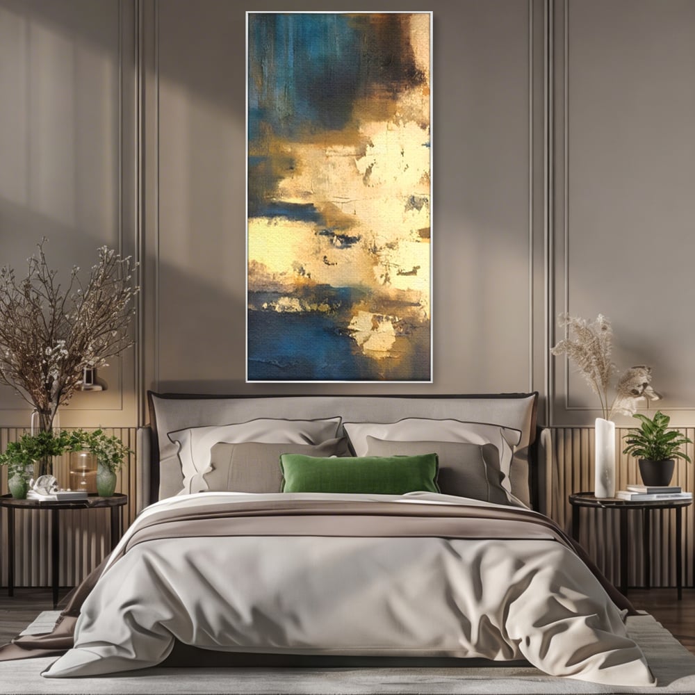 Tablou Canvas Premium LuxCanva® A1303, Abstract Gold, Living, Auriu, Abstract, Albastru, Dormitor, Culori Vibrante