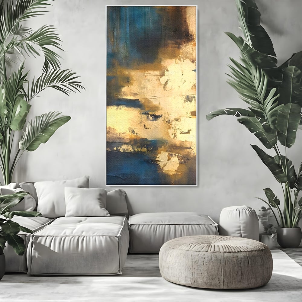 Tablou Canvas Premium LuxCanva® A1303, Abstract Gold, Living, Auriu, Abstract, Albastru, Dormitor, Culori Vibrante