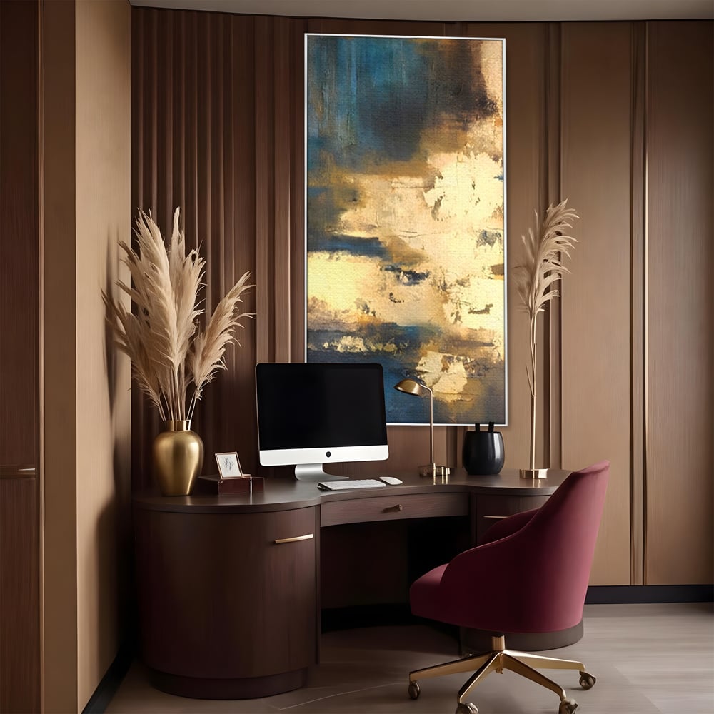 Tablou Canvas Premium LuxCanva® A1303, Abstract Gold, Living, Auriu, Abstract, Albastru, Dormitor, Culori Vibrante