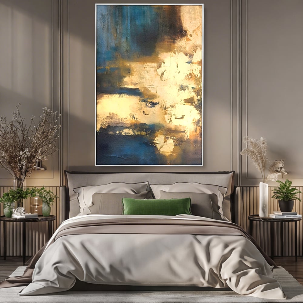 Tablou Canvas Premium LuxCanva® A1303, Abstract Gold, Living, Auriu, Abstract, Albastru, Dormitor, Culori Vibrante