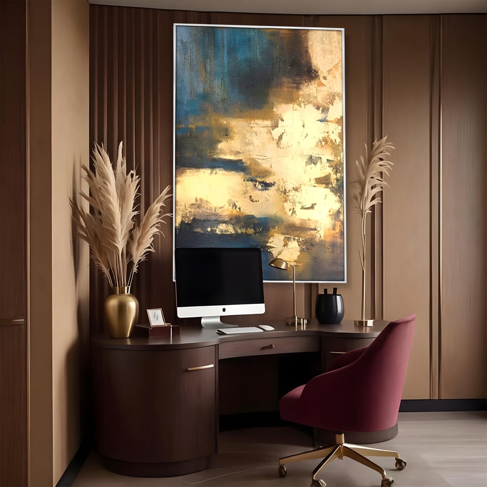 Tablou Canvas Premium LuxCanva® A1303, Abstract Gold, Living, Auriu, Abstract, Albastru, Dormitor, Culori Vibrante