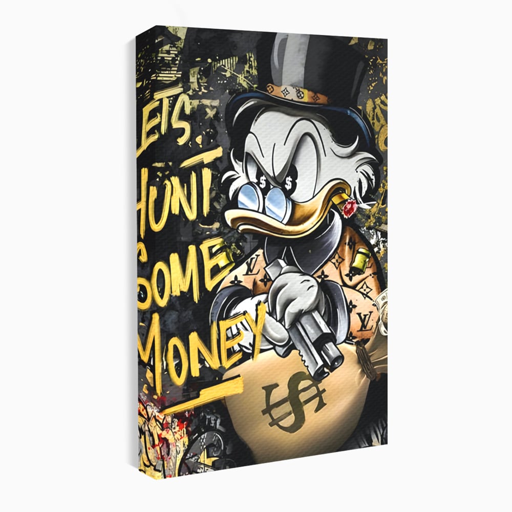 Tablou Canvas Premium LuxCanva® A1305, Let's Hunt!, Living, Scrooge Duck, Desene Animate, Money, Dormitor, Culori Vibrante