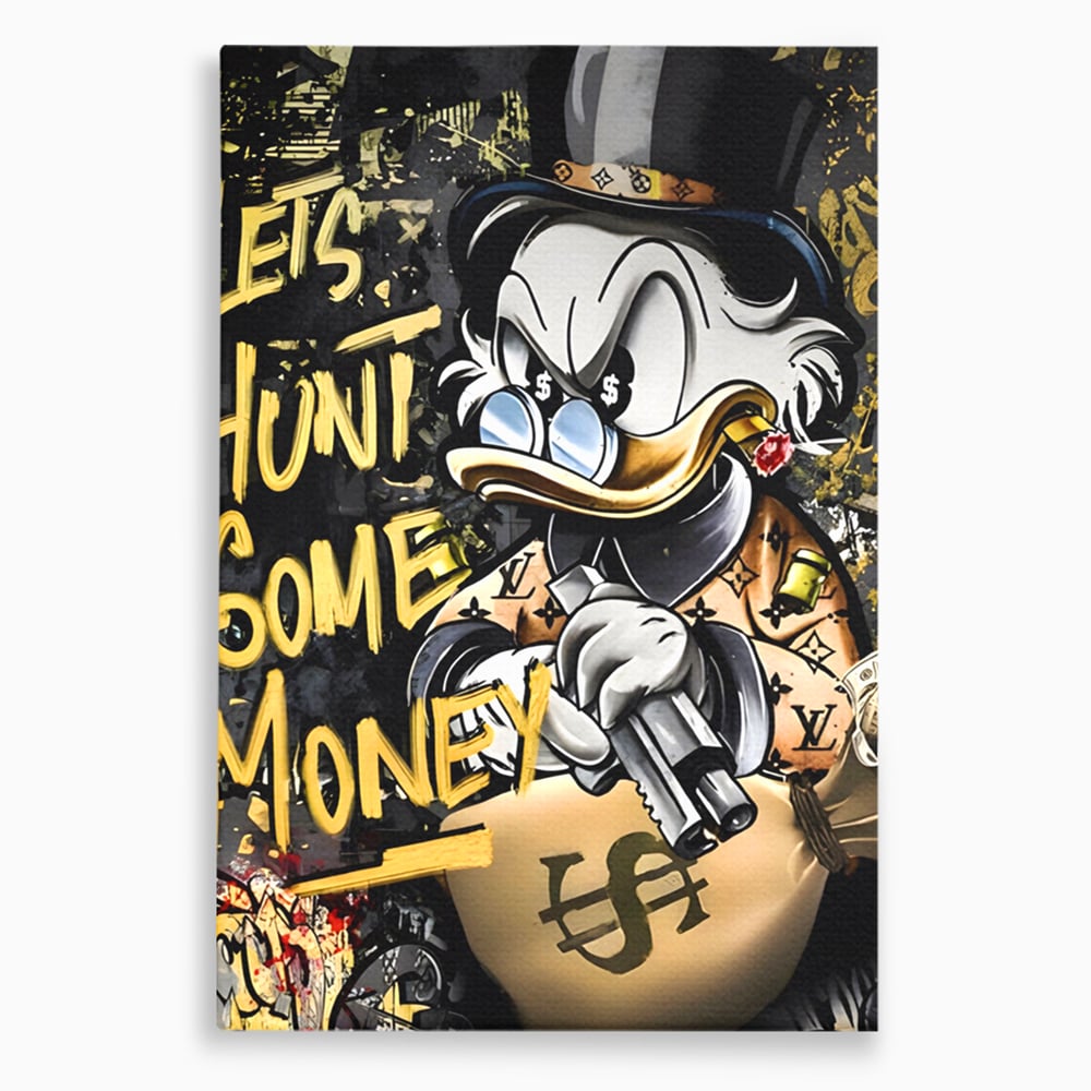Tablou Canvas Premium LuxCanva® A1305, Let's Hunt!, Living, Scrooge Duck, Desene Animate, Money, Dormitor, Culori Vibrante