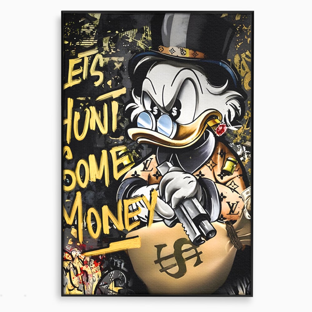 Tablou Canvas Premium LuxCanva® A1305, Let's Hunt!, Living, Scrooge Duck, Desene Animate, Money, Dormitor, Culori Vibrante