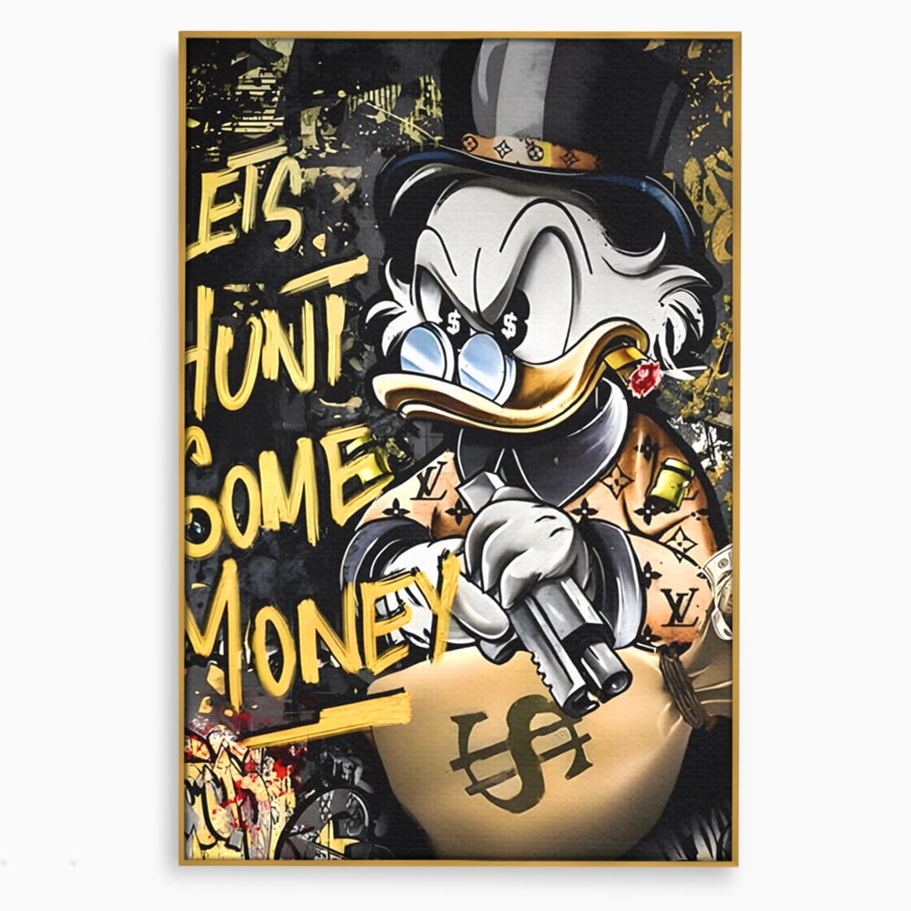 Tablou Canvas Premium LuxCanva® A1305, Let's Hunt!, Living, Scrooge Duck, Desene Animate, Money, Dormitor, Culori Vibrante