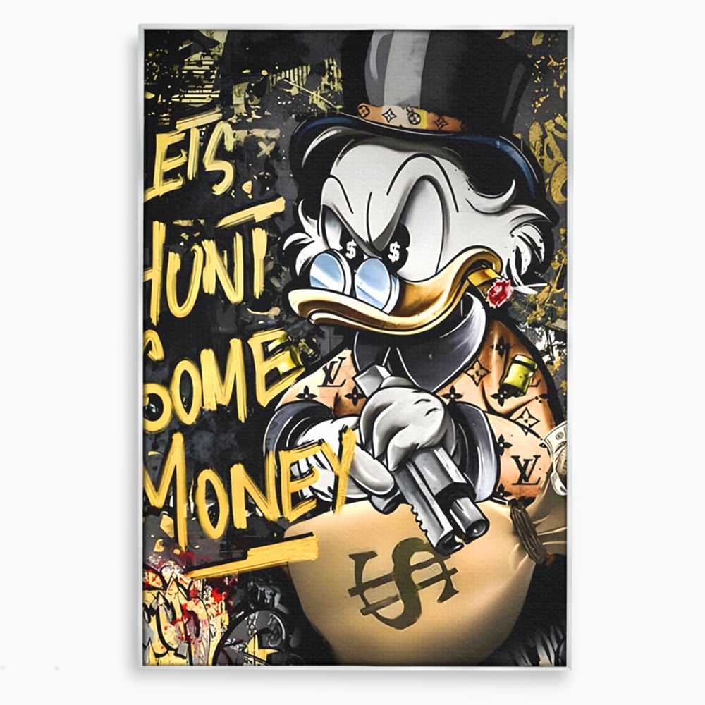 Tablou Canvas Premium LuxCanva® A1305, Let's Hunt!, Living, Scrooge Duck, Desene Animate, Money, Dormitor, Culori Vibrante