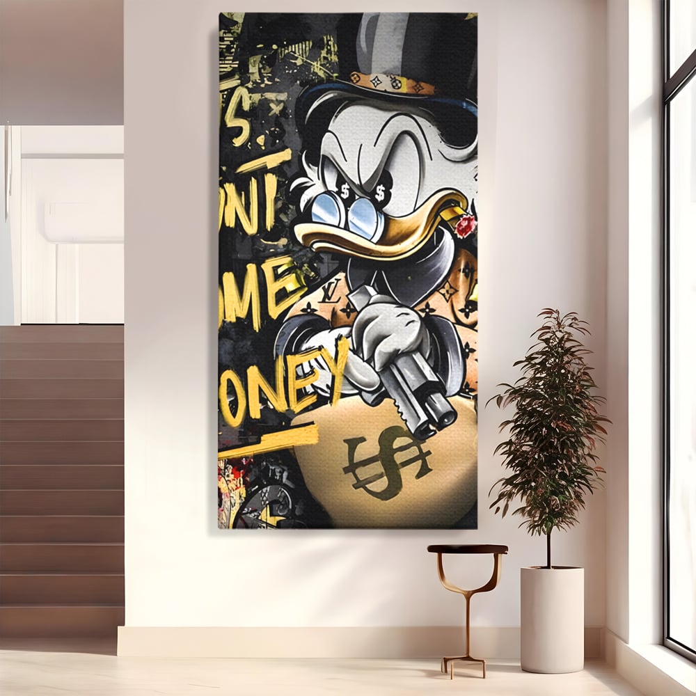 Tablou Canvas Premium LuxCanva® A1305, Let's Hunt!, Living, Scrooge Duck, Desene Animate, Money, Dormitor, Culori Vibrante