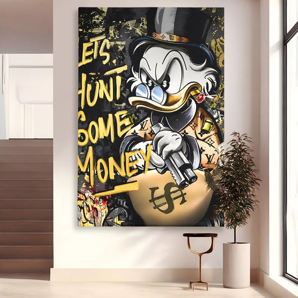 Tablou Canvas Premium LuxCanva® A1305, Let's Hunt!, Living, Scrooge Duck, Desene Animate, Money, Dormitor, Culori Vibrante
