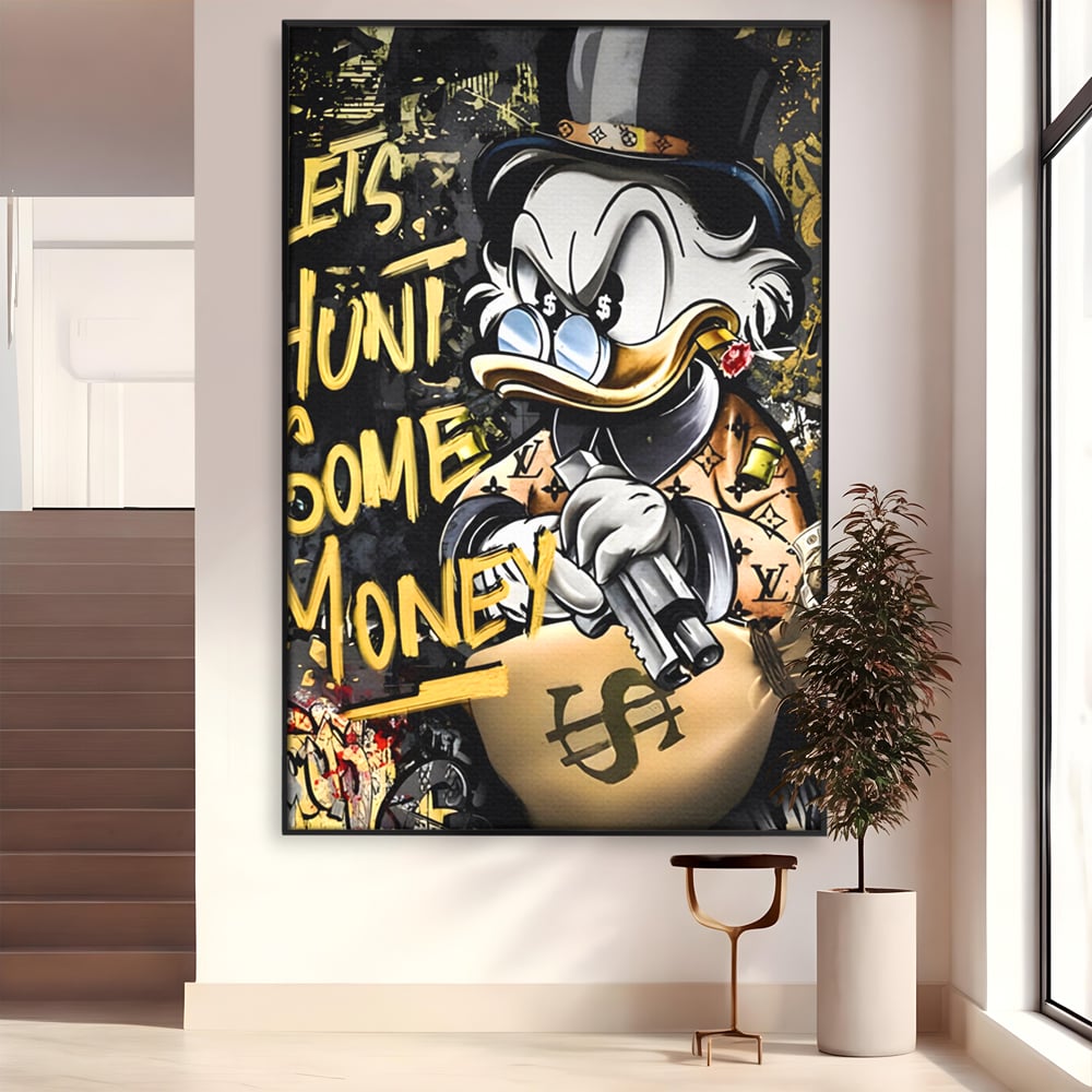 Tablou Canvas Premium LuxCanva® A1305, Let's Hunt!, Living, Scrooge Duck, Desene Animate, Money, Dormitor, Culori Vibrante
