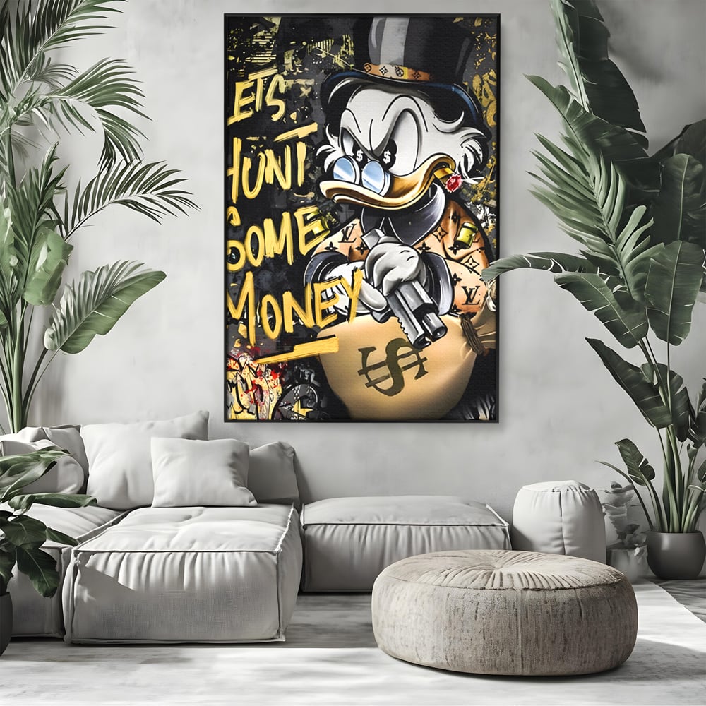 Tablou Canvas Premium LuxCanva® A1305, Let's Hunt!, Living, Scrooge Duck, Desene Animate, Money, Dormitor, Culori Vibrante