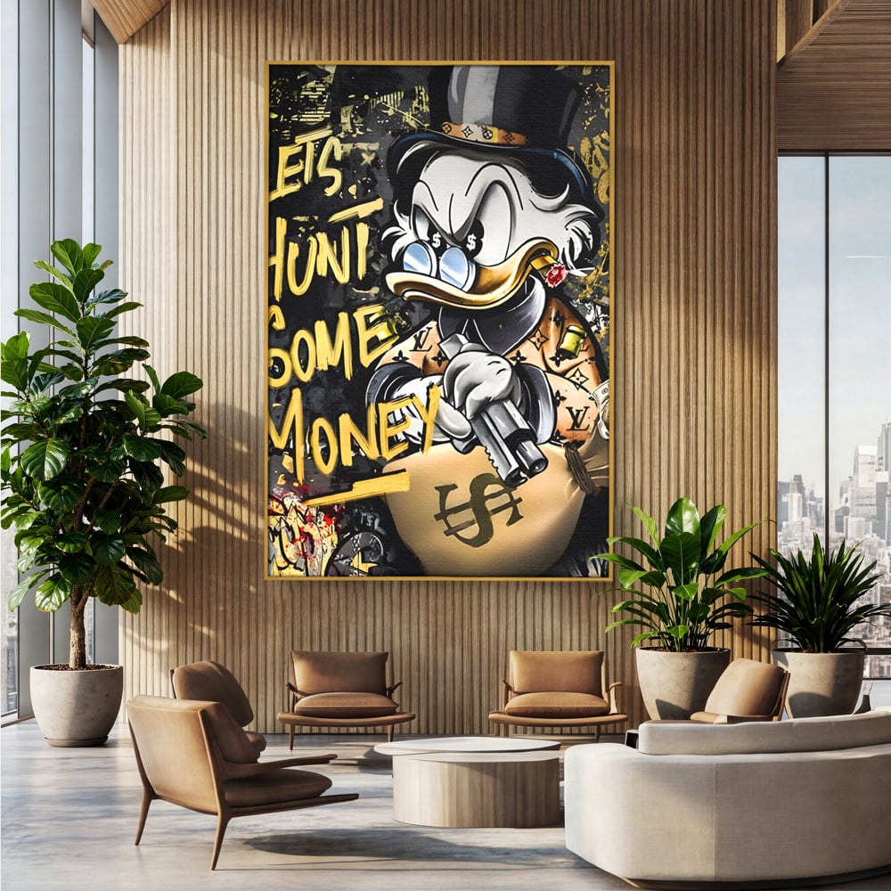 Tablou Canvas Premium LuxCanva® A1305, Let's Hunt!, Living, Scrooge Duck, Desene Animate, Money, Dormitor, Culori Vibrante