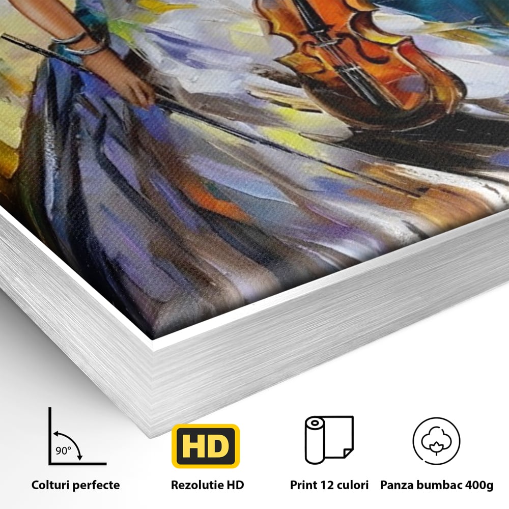 Tablou Canvas Premium LuxCanva® A1306, Fata Cu Vioara , Living, Femeie, Frumusete, Eleganta, Instrument Muzical, Dormitor, Culori Vibrante