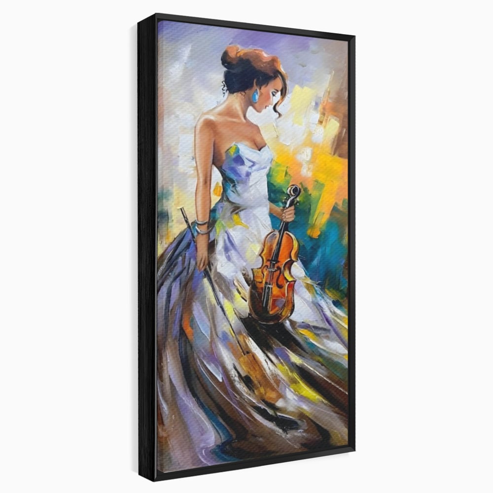 Tablou Canvas Premium LuxCanva® A1306, Fata Cu Vioara , Living, Femeie, Frumusete, Eleganta, Instrument Muzical, Dormitor, Culori Vibrante