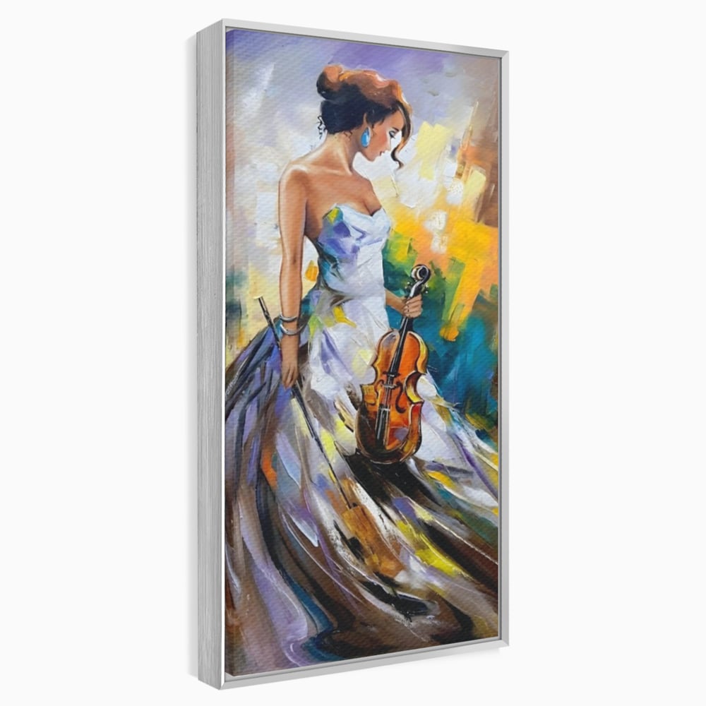 Tablou Canvas Premium LuxCanva® A1306, Fata Cu Vioara , Living, Femeie, Frumusete, Eleganta, Instrument Muzical, Dormitor, Culori Vibrante