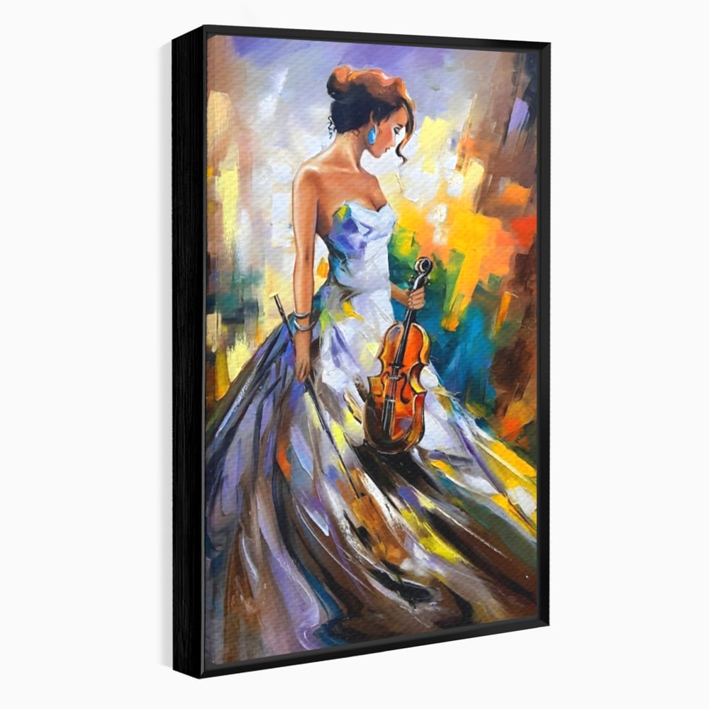 Tablou Canvas Premium LuxCanva® A1306, Fata Cu Vioara , Living, Femeie, Frumusete, Eleganta, Instrument Muzical, Dormitor, Culori Vibrante
