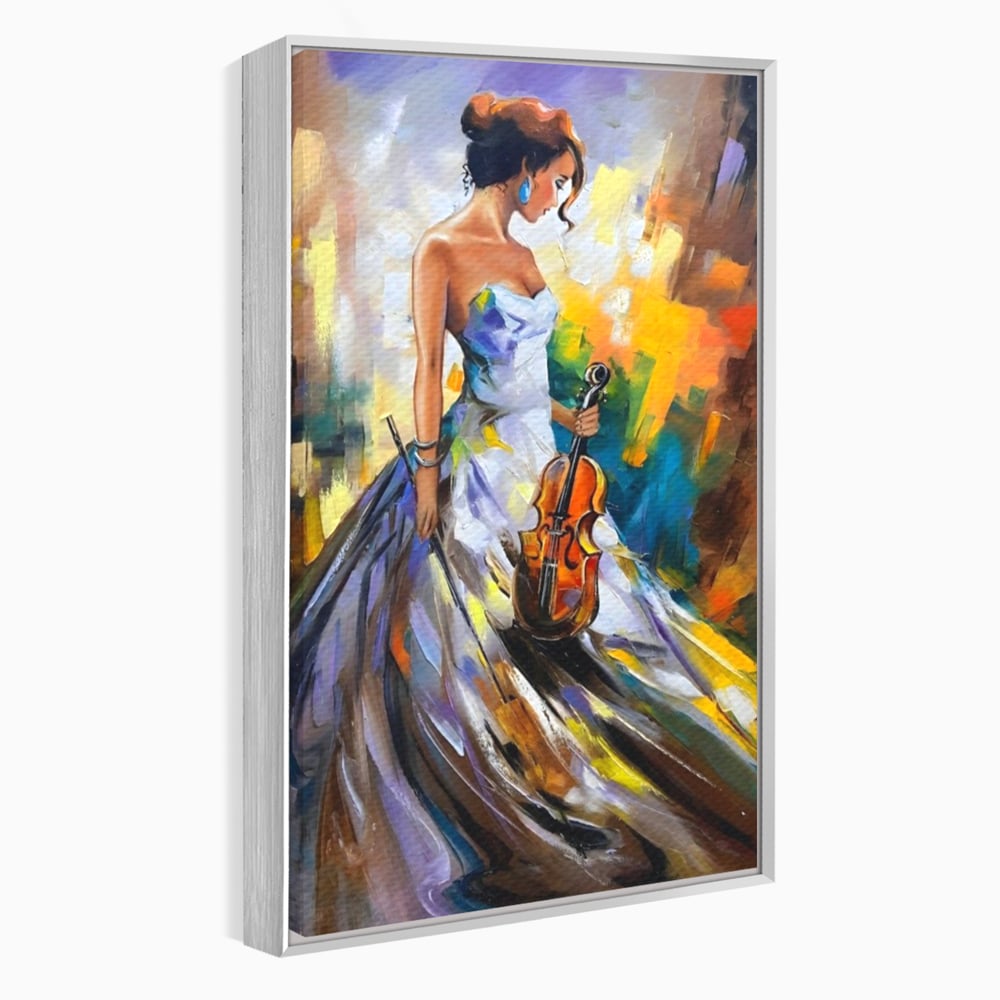 Tablou Canvas Premium LuxCanva® A1306, Fata Cu Vioara , Living, Femeie, Frumusete, Eleganta, Instrument Muzical, Dormitor, Culori Vibrante