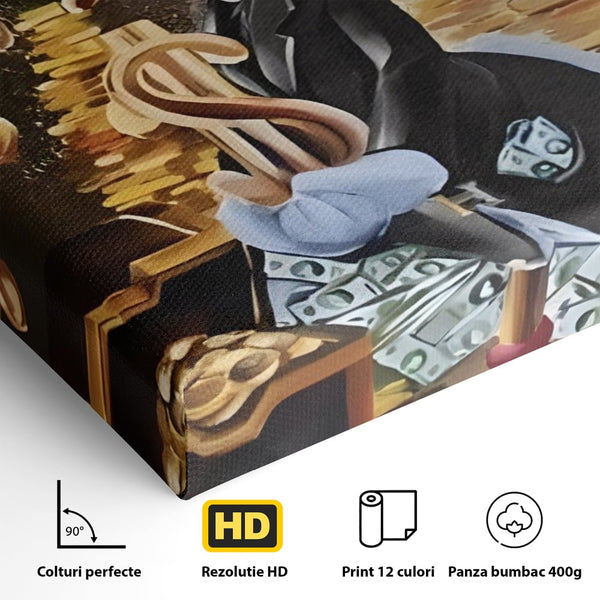 Tablou Canvas Premium, LuxCanva® A1309, Baby Scrooge Duck,  Living, Dolar, Bani, Desene Animate, Birou, Culori Vibrante