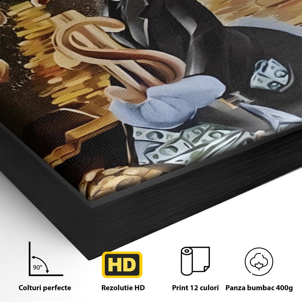 Tablou Canvas Premium, LuxCanva® A1309, Baby Scrooge Duck,  Living, Dolar, Bani, Desene Animate, Birou, Culori Vibrante