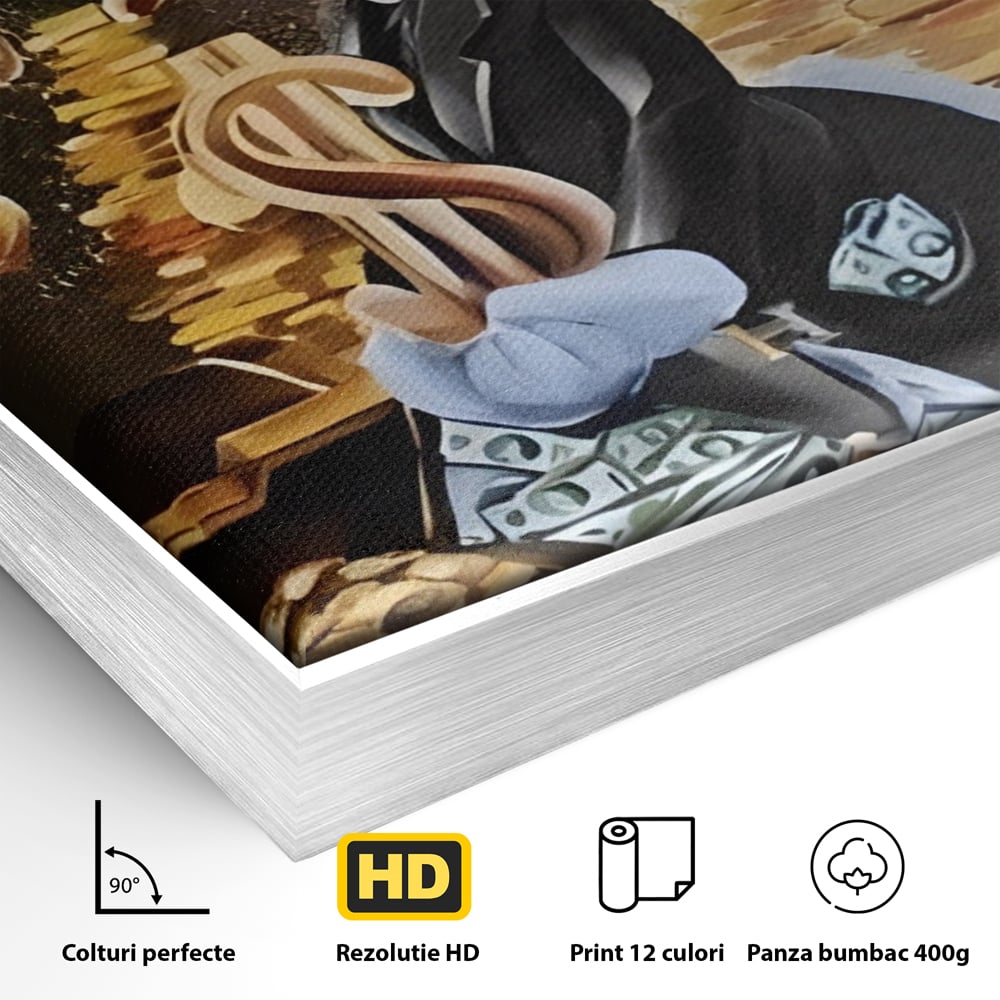 Tablou Canvas Premium, LuxCanva® A1309, Baby Scrooge Duck,  Living, Dolar, Bani, Desene Animate, Birou, Culori Vibrante