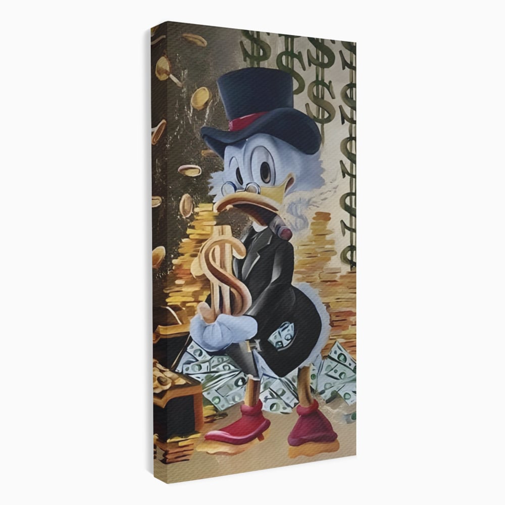 Tablou Canvas Premium, LuxCanva® A1309, Baby Scrooge Duck,  Living, Dolar, Bani, Desene Animate, Birou, Culori Vibrante