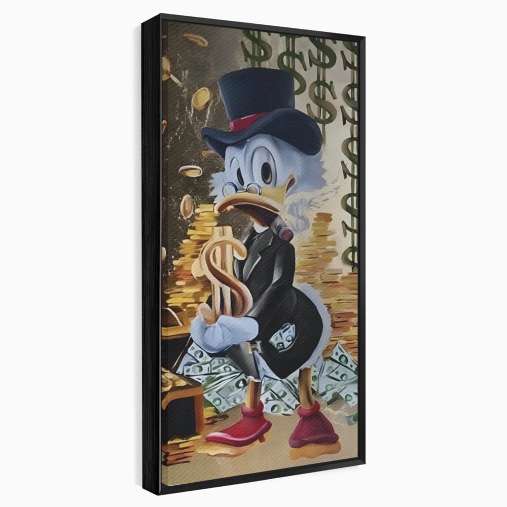 Tablou Canvas Premium, LuxCanva® A1309, Baby Scrooge Duck,  Living, Dolar, Bani, Desene Animate, Birou, Culori Vibrante