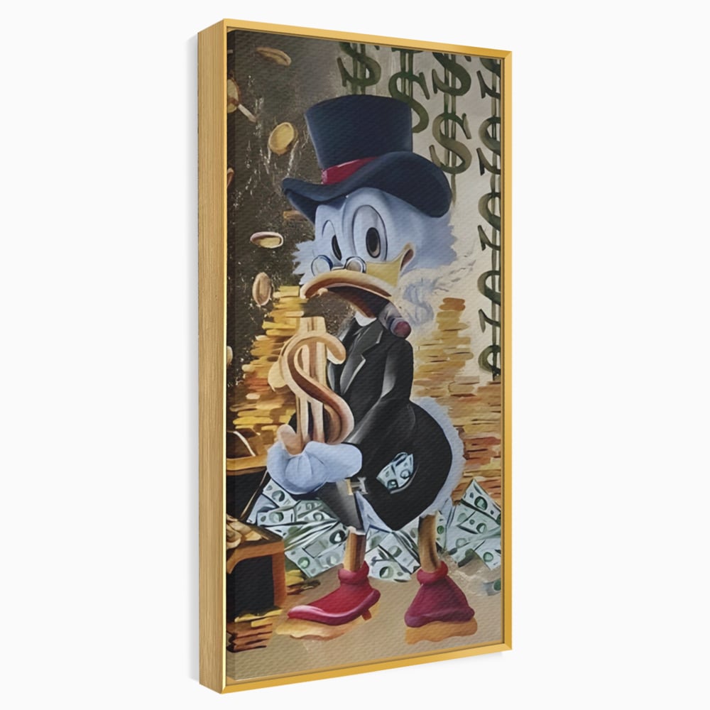Tablou Canvas Premium, LuxCanva® A1309, Baby Scrooge Duck,  Living, Dolar, Bani, Desene Animate, Birou, Culori Vibrante
