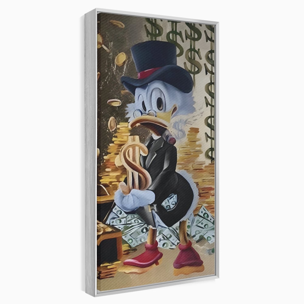Tablou Canvas Premium, LuxCanva® A1309, Baby Scrooge Duck,  Living, Dolar, Bani, Desene Animate, Birou, Culori Vibrante
