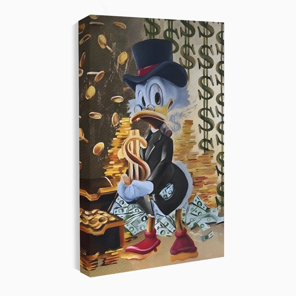 Tablou Canvas Premium, LuxCanva® A1309, Baby Scrooge Duck,  Living, Dolar, Bani, Desene Animate, Birou, Culori Vibrante