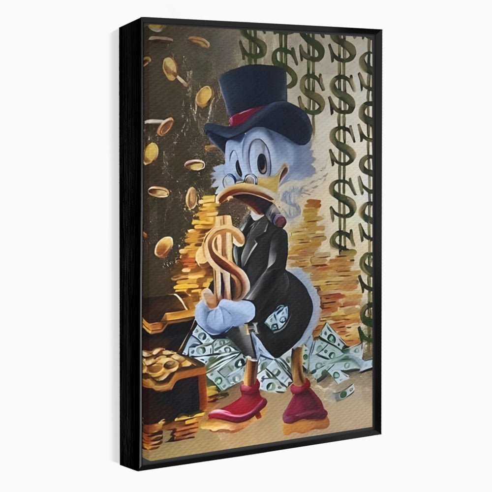 Tablou Canvas Premium, LuxCanva® A1309, Baby Scrooge Duck,  Living, Dolar, Bani, Desene Animate, Birou, Culori Vibrante