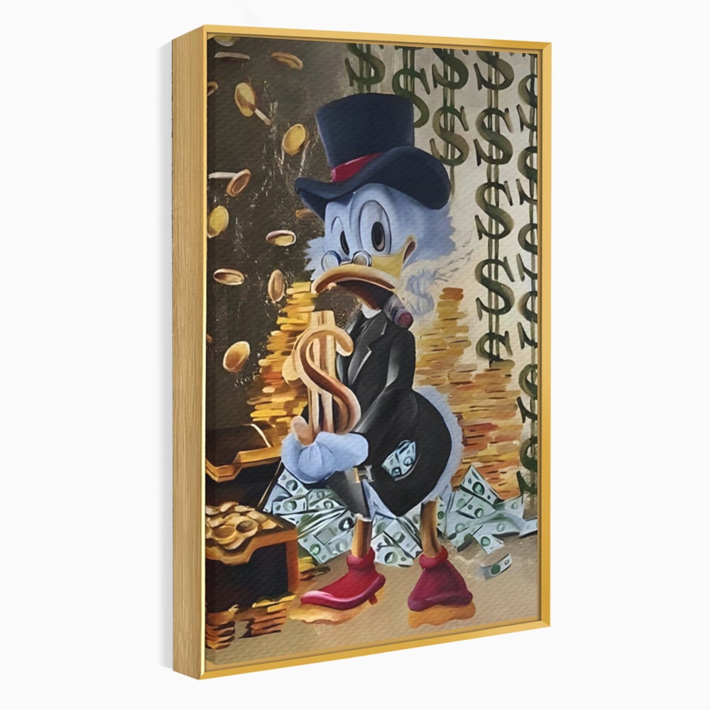 Tablou Canvas Premium, LuxCanva® A1309, Baby Scrooge Duck,  Living, Dolar, Bani, Desene Animate, Birou, Culori Vibrante